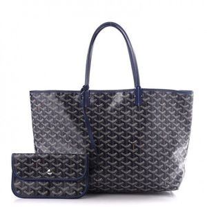 Authentic Navy Goyard Saint Louis Tote PM